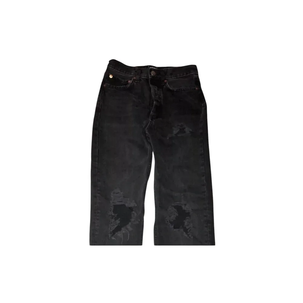 Black distressed relaxed straight leg jeans BDG Urban Outfitters‎ size 24 - Picture 2 of 5